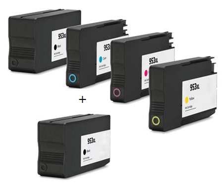 Compatible HP 953XL set of 4 Ink Cartridges + EXTRA BLACK  (2 x Black 1 x Cyan/Magenta/yellow)

